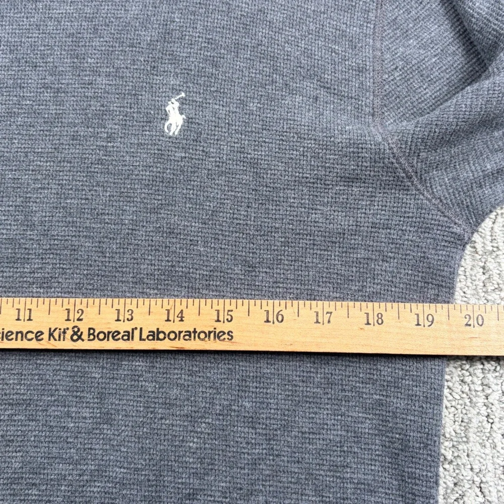 Polo Ralph Lauren Thermal Shirt Mens M Grey Waffle Knit Long Sleeve Pony Logo